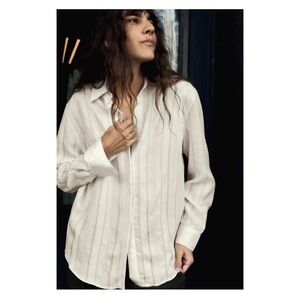 ZARA long sleeves striped jacqua shirt